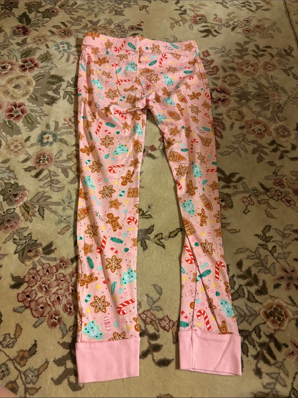 Old Navy Pink Holiday Gingerbread & Candy Cane Kids Pajama Set